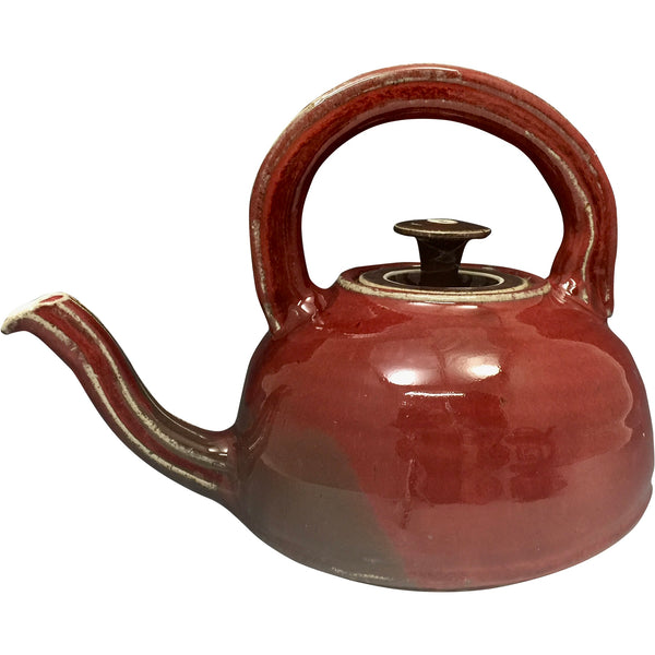 Handmade Pottery Barn Red Teapot (L)-Ellison Bay Pottery Studios