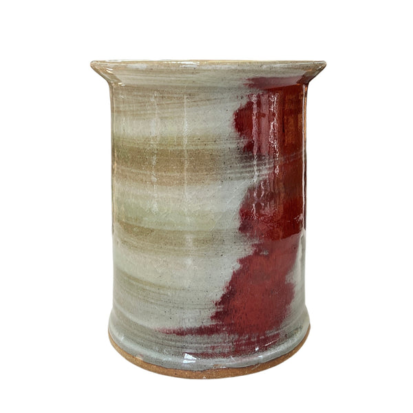 Pottery Crock (M): Celadon with Copper Red Blush