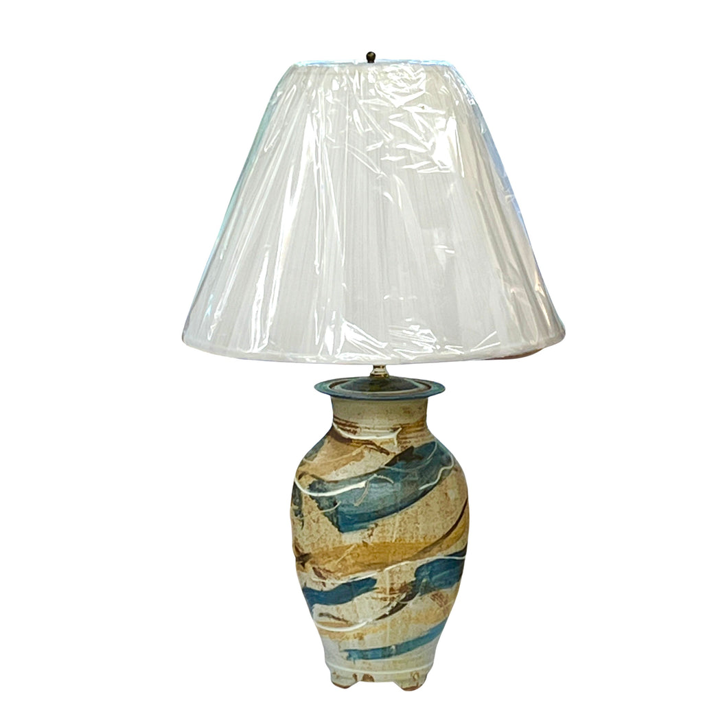 Handthrown Stoneware Lamp Door County Autumn Blue