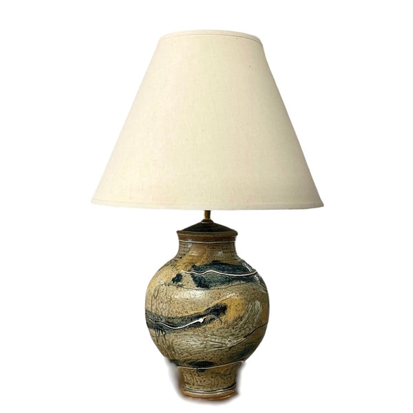 Handmade Pottery Lamp: Lake Michigan Blue