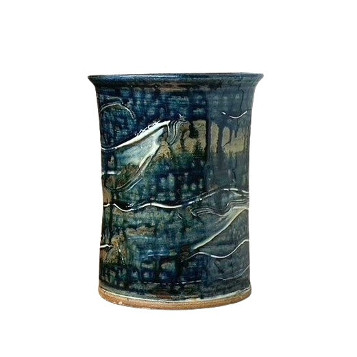 Pottery Crock: Lake Superior Blue (T)-Ellison Bay Pottery Studios