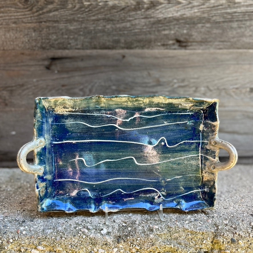 Pottery Tray (L) - Door County Lake Green-Ellison Bay Pottery Studios