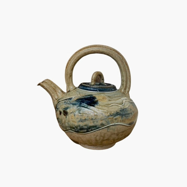 Handmade Pottery Lake Michigan Blue Teapot (S)-Ellison Bay Pottery Studios