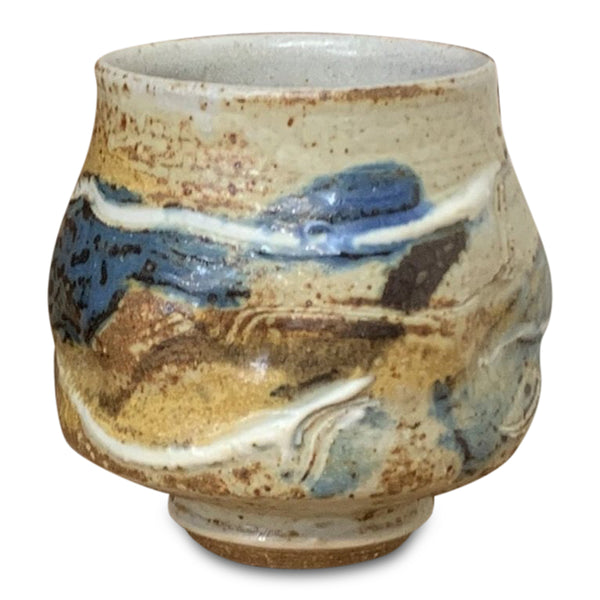 Pottery Tea Bowl: Door County Autumn Blue-Ellison Bay Pottery Studios