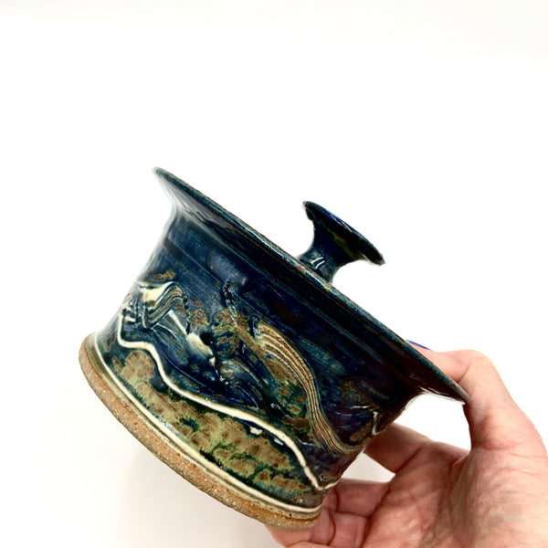 Handmade Pottery Small Baking Dish - Lake Superior Blue-Ellison Bay Pottery Studios
